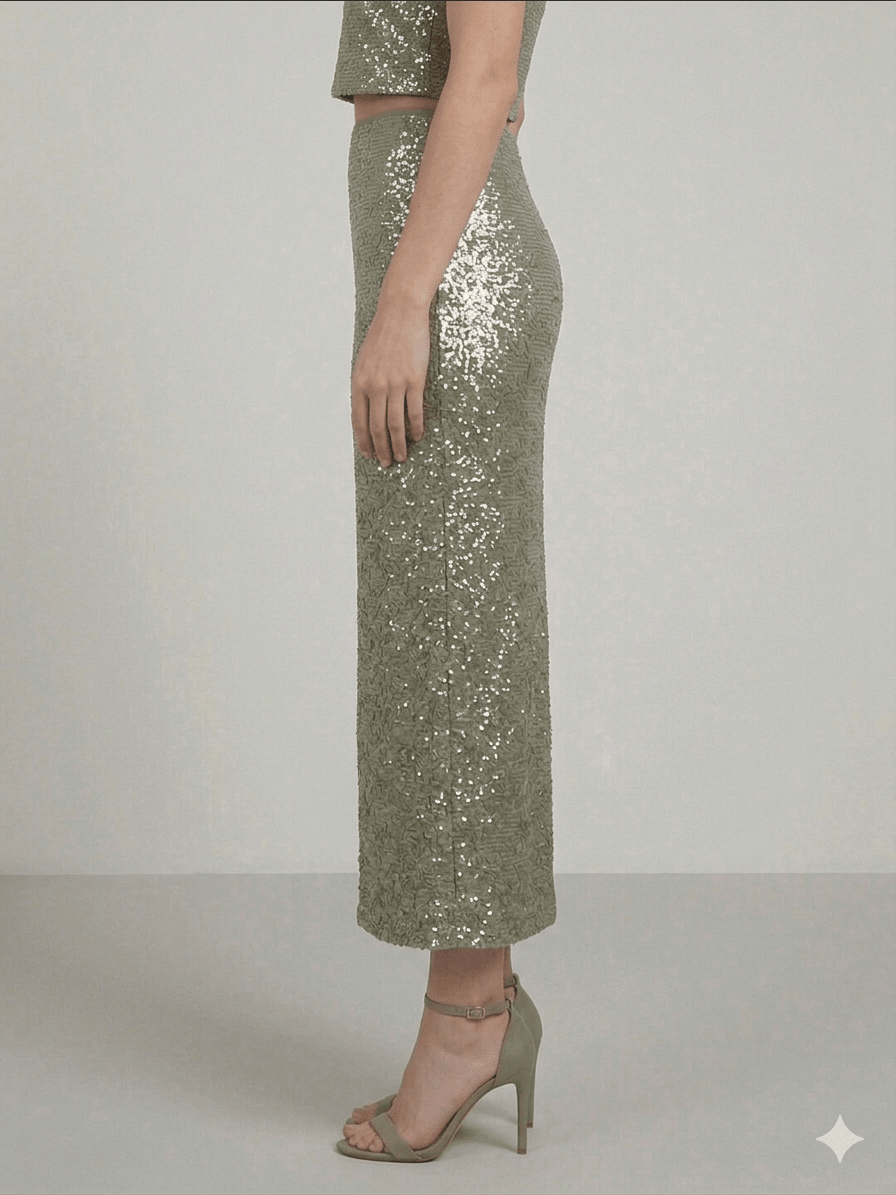 Gonna Pennyblack verde con paillettes - Malerba Showroom