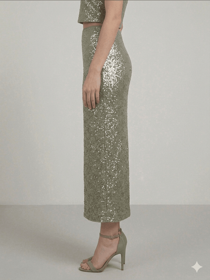 Gonna Pennyblack verde con paillettes - Malerba Showroom