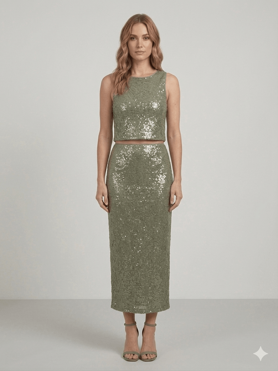 Gonna Pennyblack verde con paillettes - Malerba Showroom