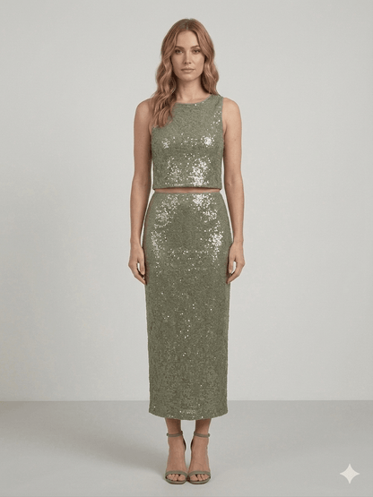 Gonna Pennyblack verde con paillettes - Malerba Showroom