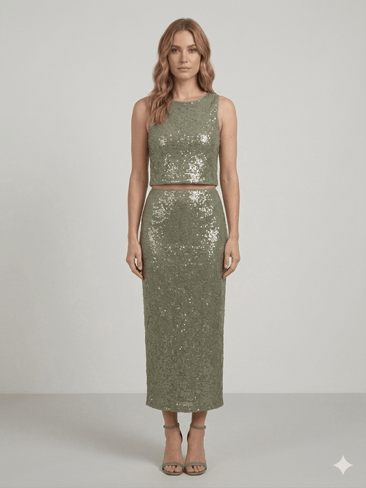Gonna Pennyblack verde con paillettes - Malerba Showroom