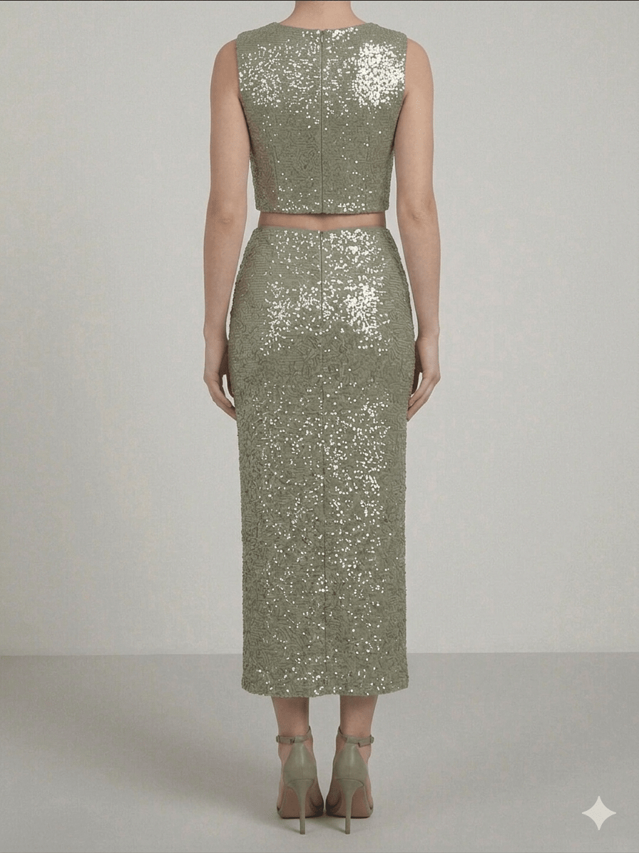 Gonna Pennyblack verde con paillettes - Malerba Showroom