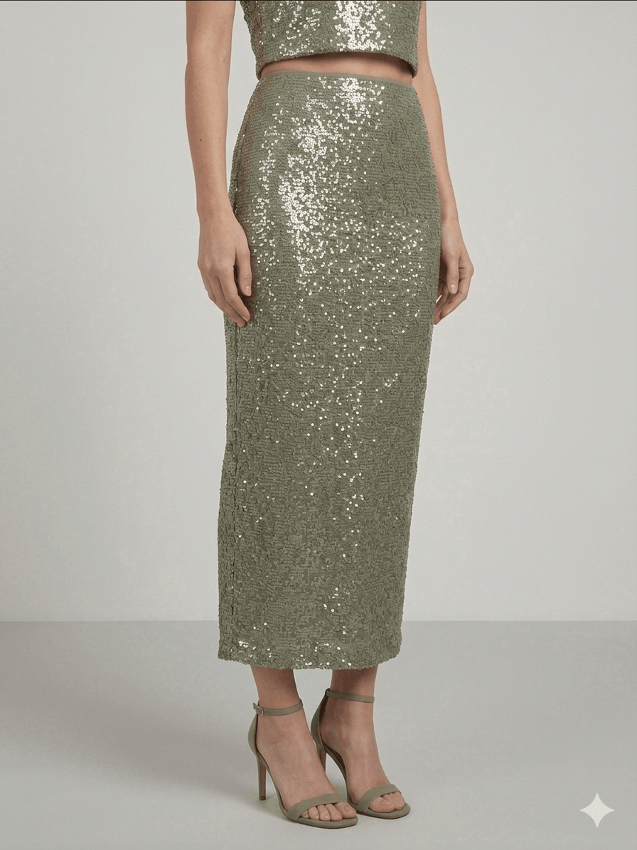 Gonna Pennyblack verde con paillettes - Malerba Showroom
