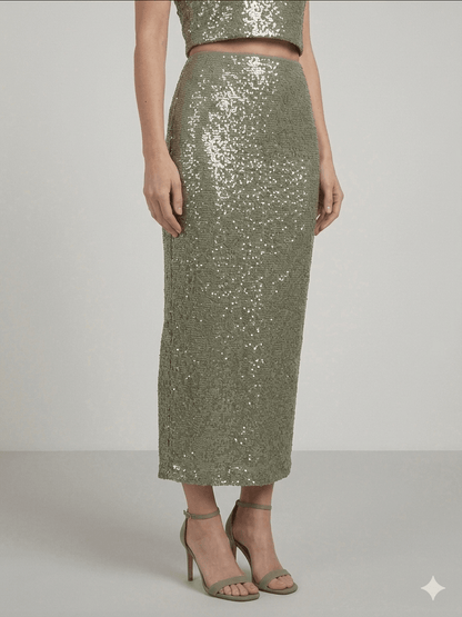 Gonna Pennyblack verde con paillettes - Malerba Showroom