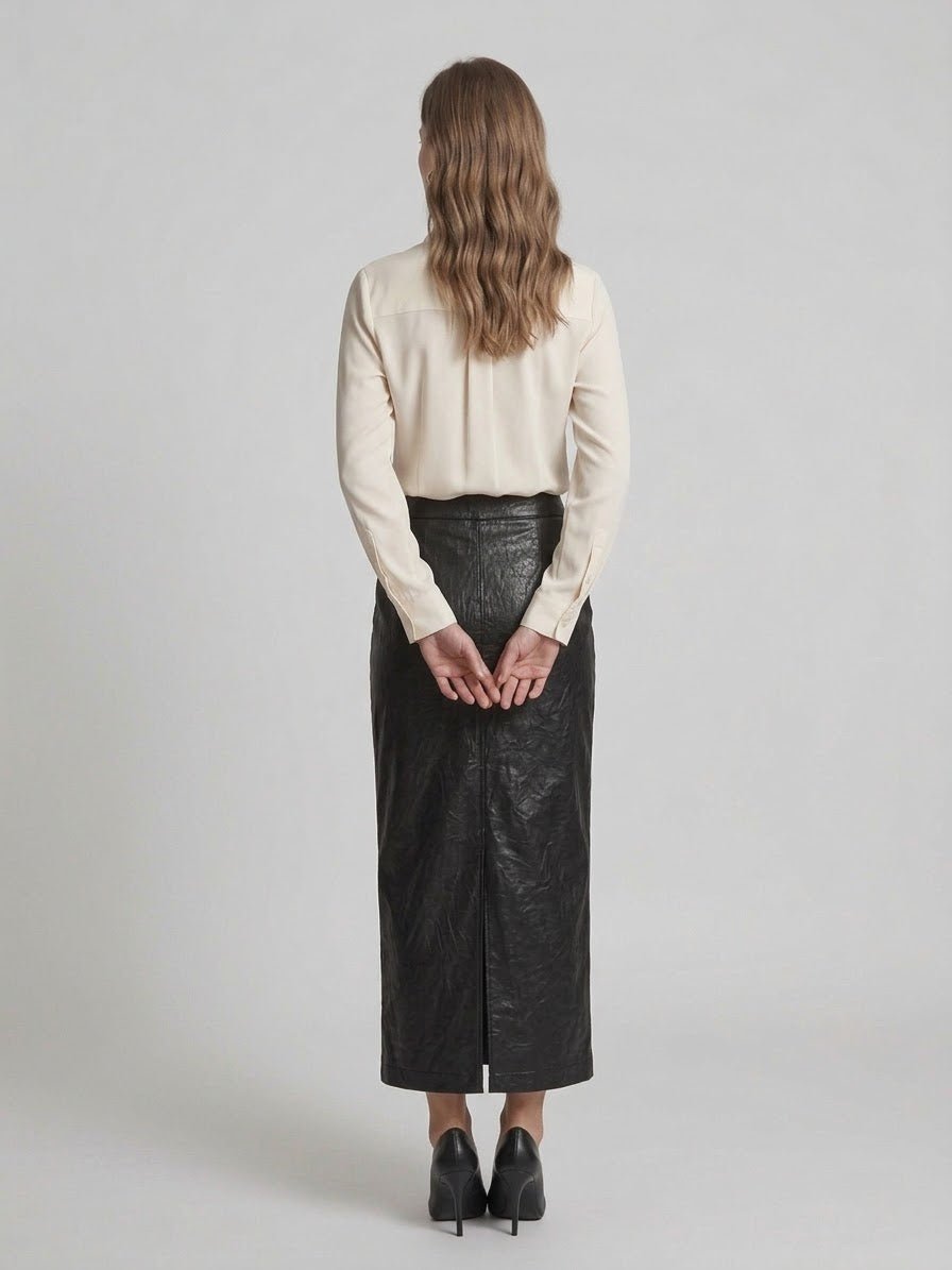 Gonna tubino Le Streghe in pelle con bottoni dorati - Malerba Showroom