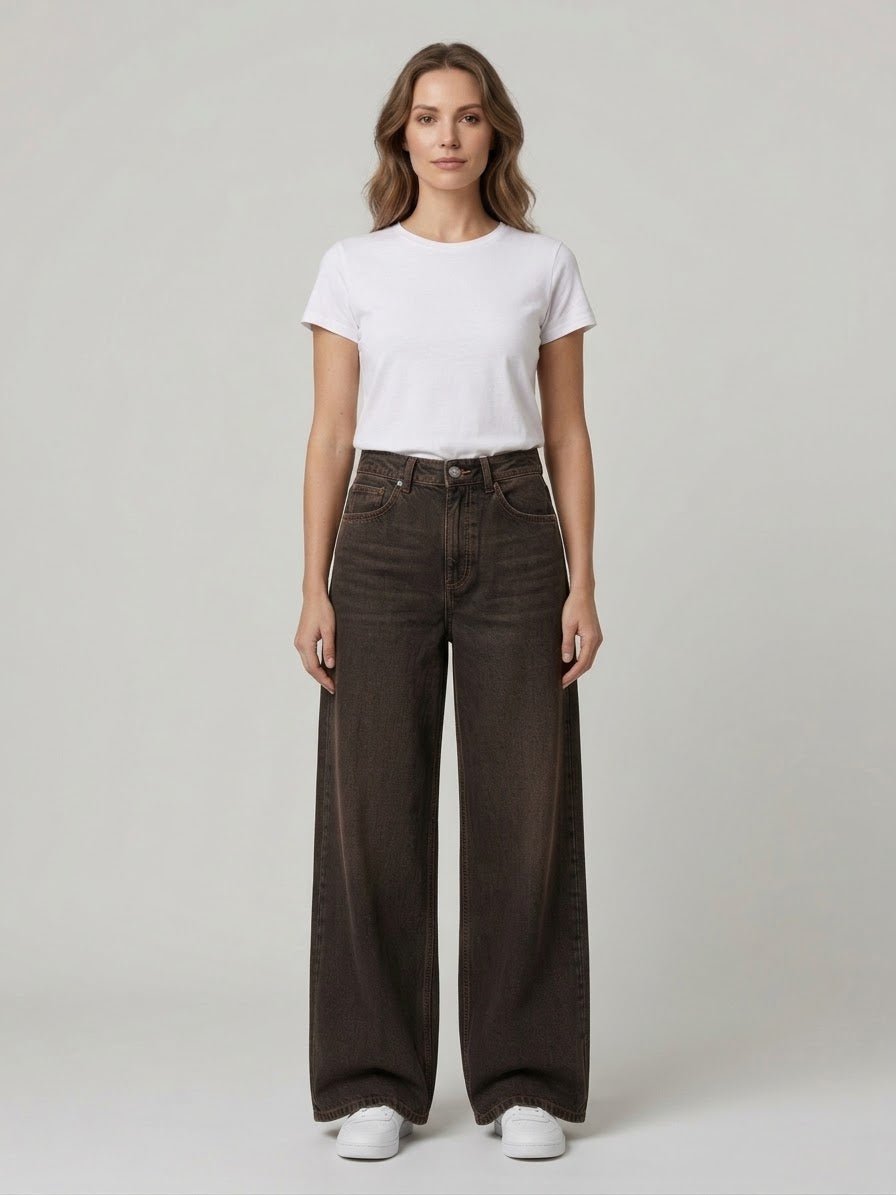 Jeans Le Streghe nero/moro gamba larga - Malerba Showroom