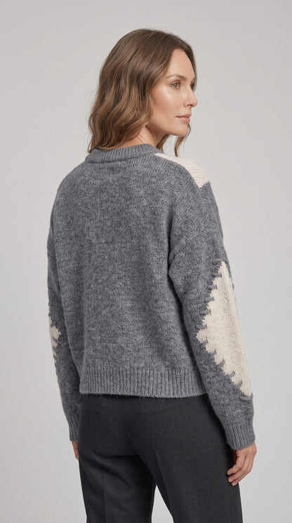 Maglia Emme Marella a rombi in ciniglia con stringhe - Malerba Showroom