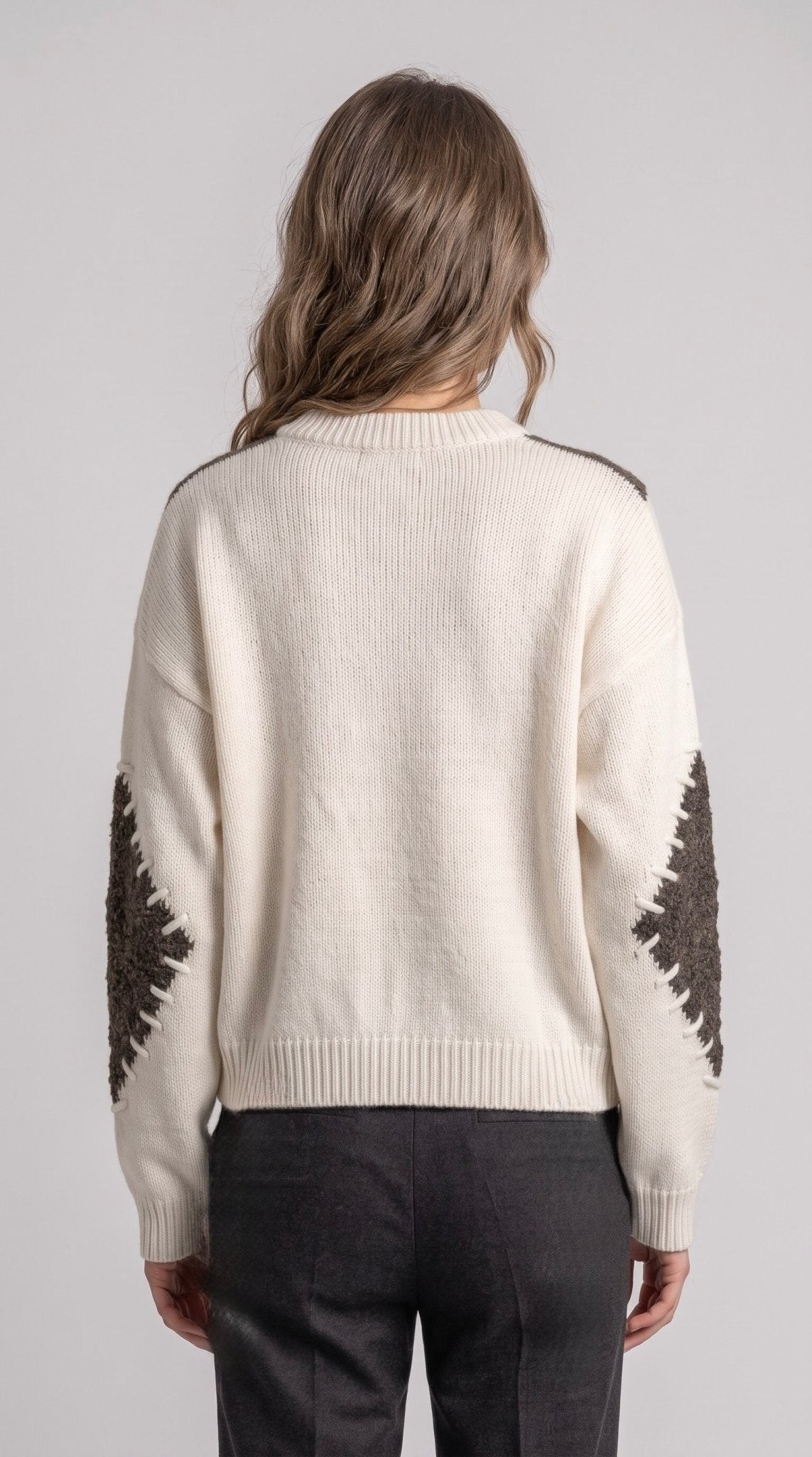 Maglia Emme Marella a rombi in ciniglia con stringhe - Malerba Showroom