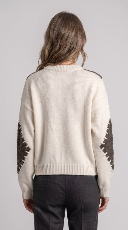 Maglia Emme Marella a rombi in ciniglia con stringhe - Malerba Showroom