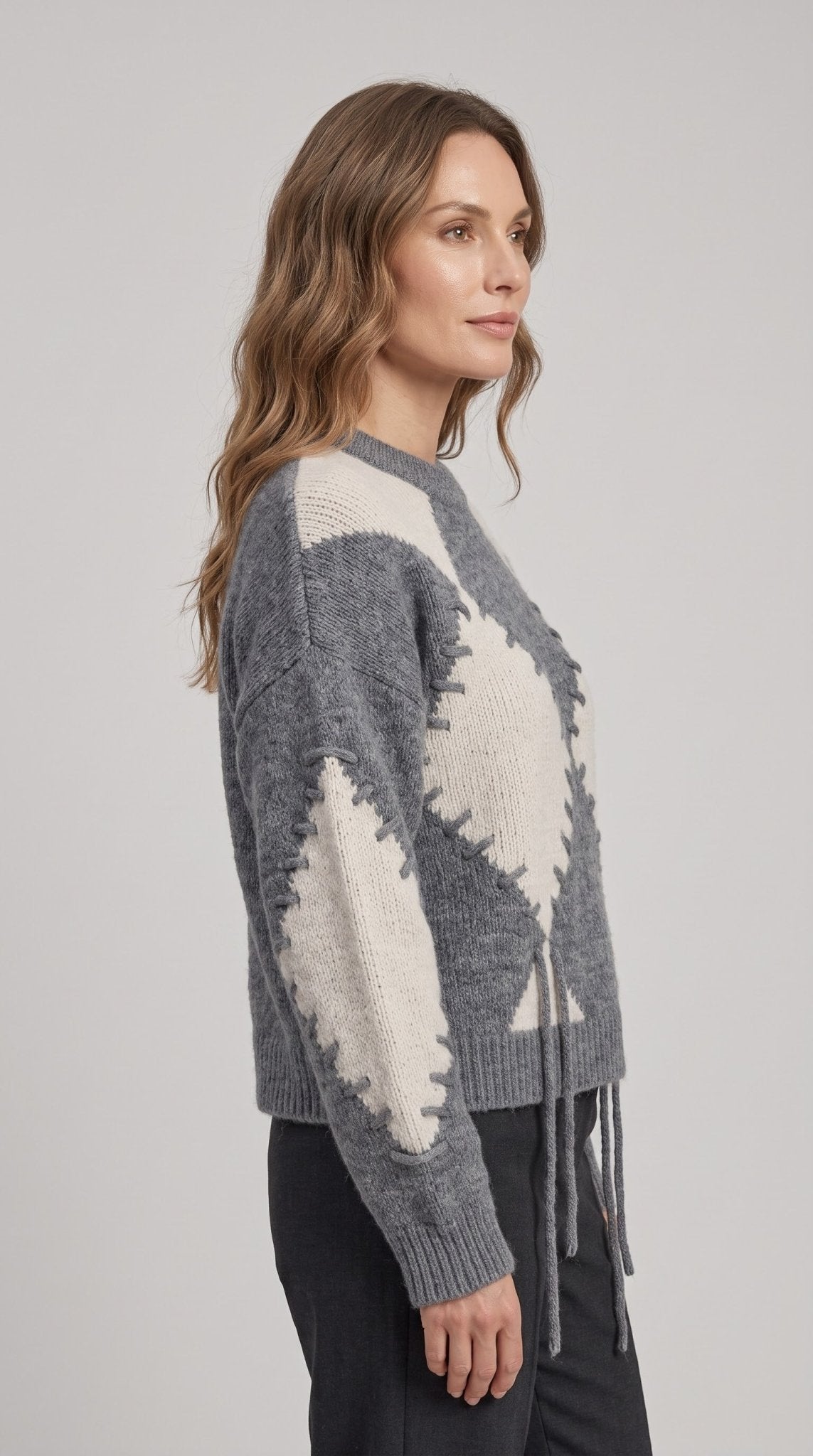 Maglia Emme Marella a rombi in ciniglia con stringhe - Malerba Showroom