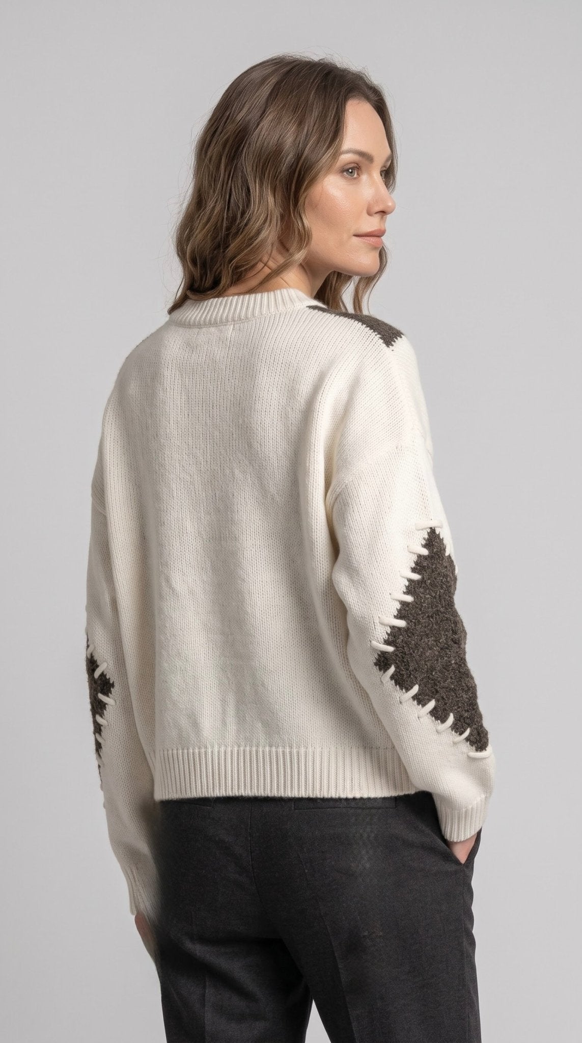 Maglia Emme Marella a rombi in ciniglia con stringhe - Malerba Showroom