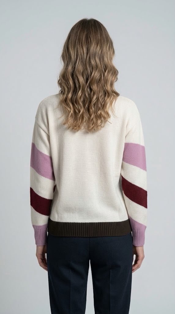 Maglia Zoe fantasia bordeaux e panna - Malerba Showroom