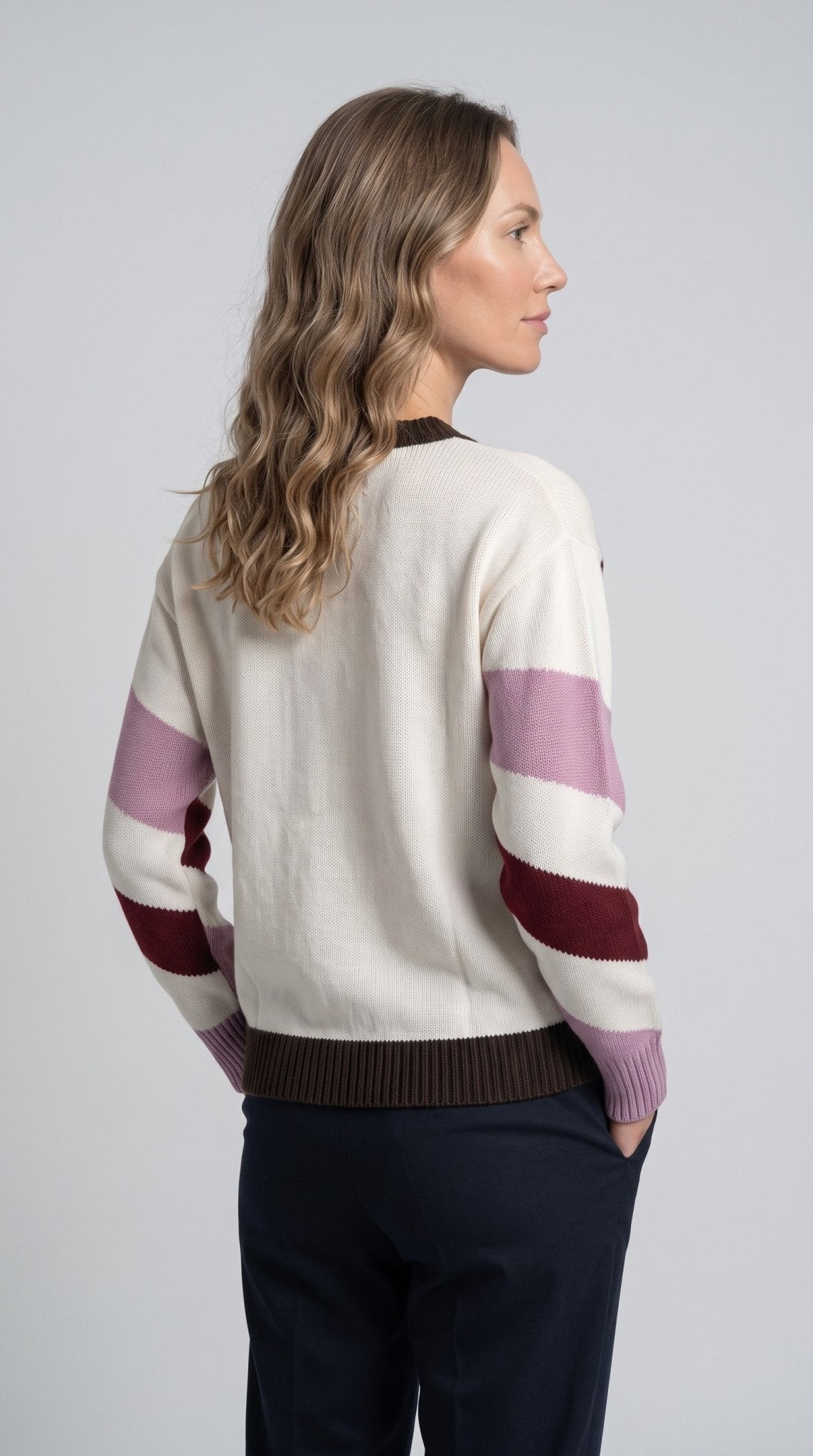 Maglia Zoe fantasia bordeaux e panna - Malerba Showroom