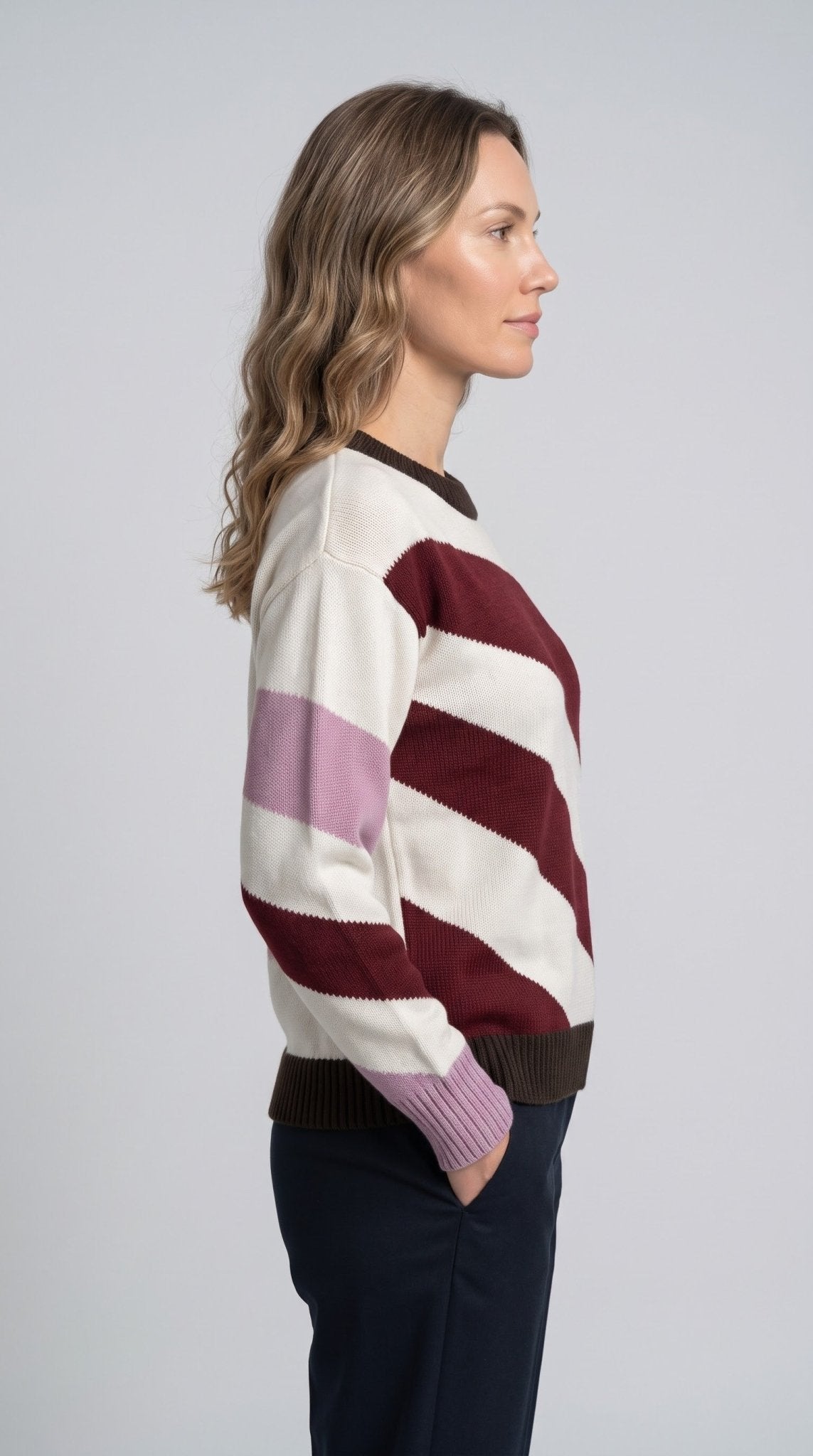 Maglia Zoe fantasia bordeaux e panna - Malerba Showroom