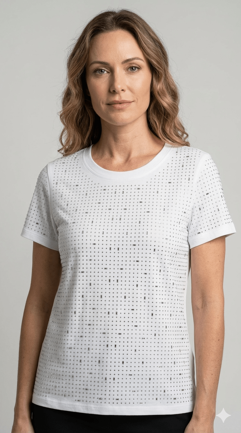 Maglietta Zoe Bianca con Brillantini - Malerba Showroom