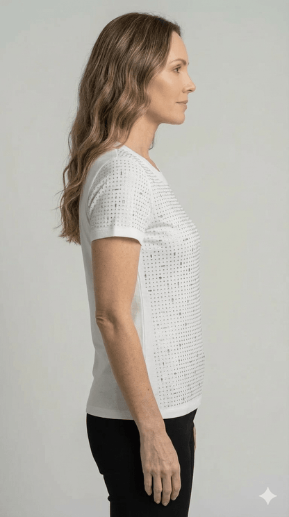 Maglietta Zoe Bianca con Brillantini - Malerba Showroom