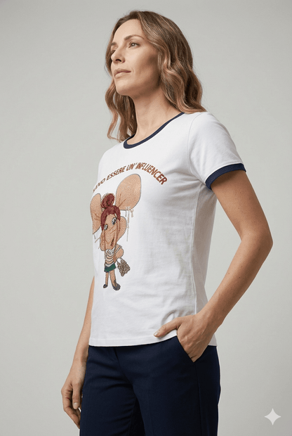 Maglietta Zoe Bianca e Nera voglio essere un'influenzer - Malerba Showroom