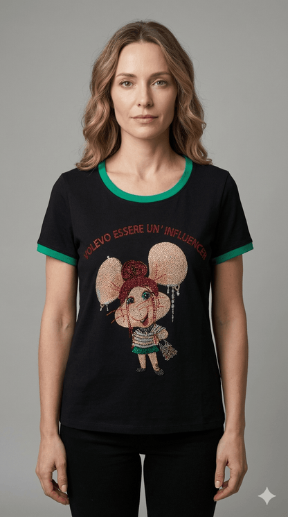 Maglietta Zoe Bianca e Nera voglio essere un'influenzer - Malerba Showroom