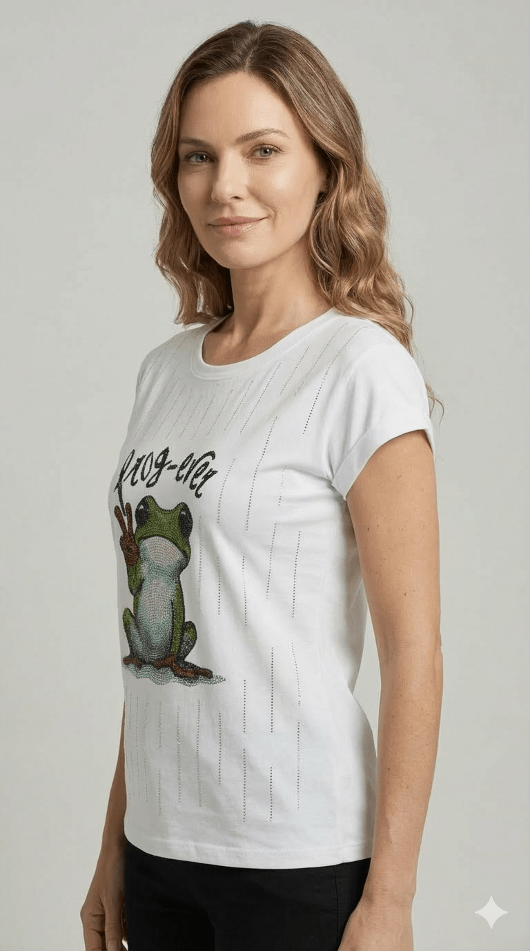 Maglietta Zoe Bianca Fantasia Rana - Malerba Showroom