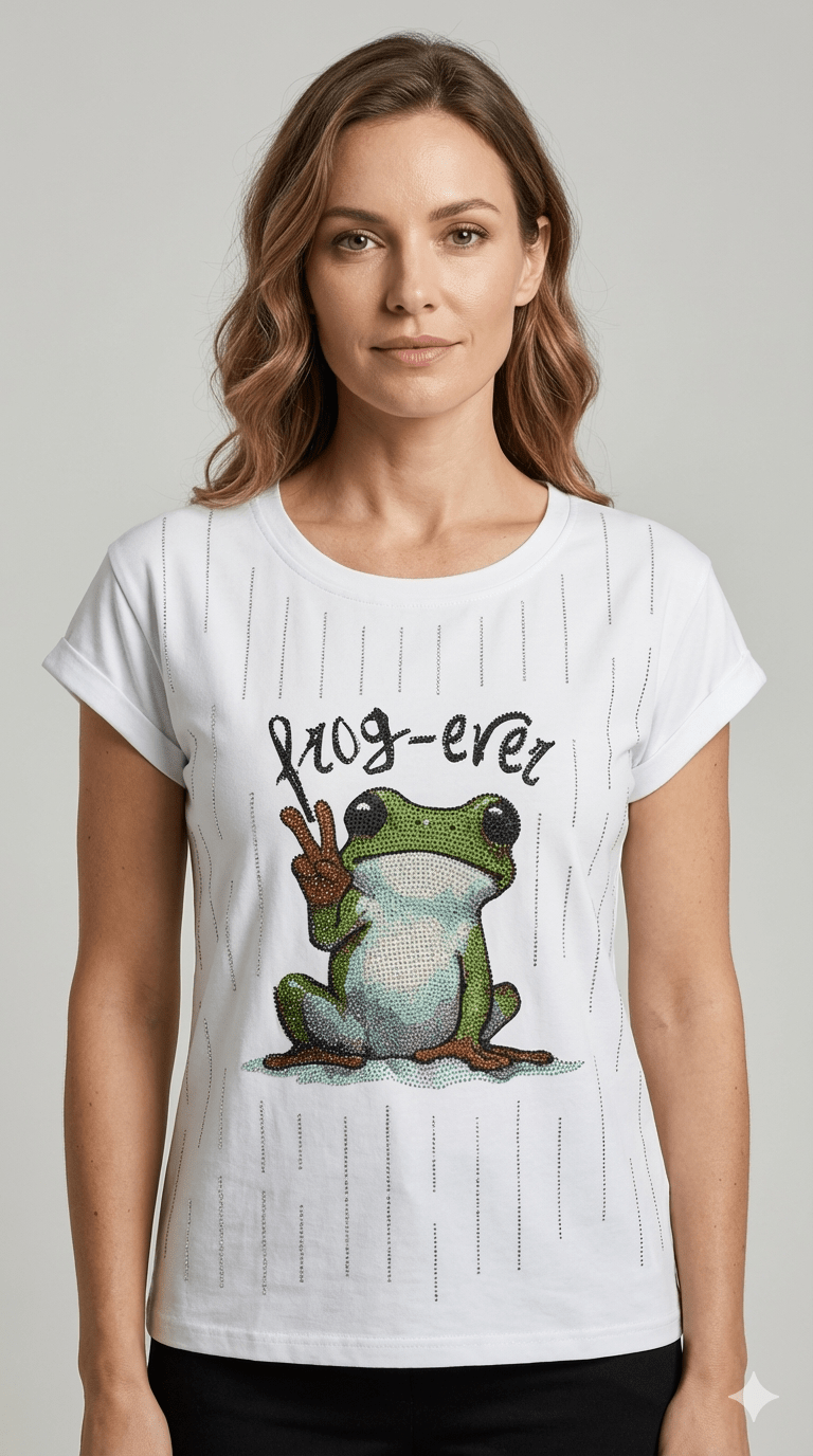 Maglietta Zoe Bianca Fantasia Rana - Malerba Showroom