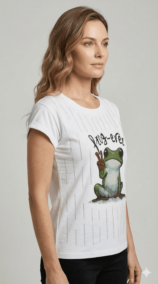 Maglietta Zoe Bianca Fantasia Rana - Malerba Showroom