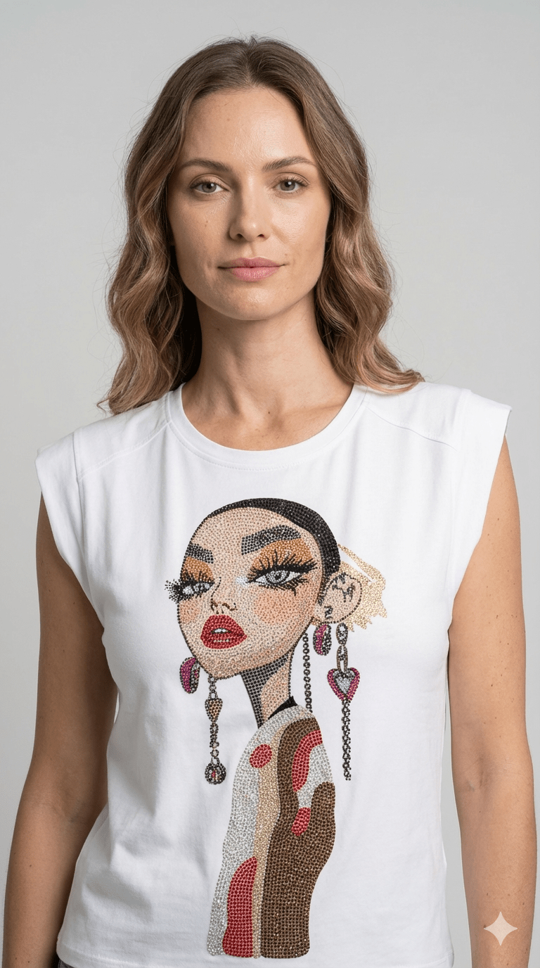 Maglietta Zoe Bianca Fantasia - Malerba Showroom