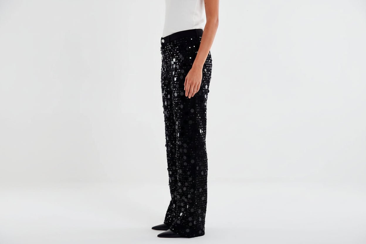 Pantalone nero Vicolo con paillettes - Malerba Showroom