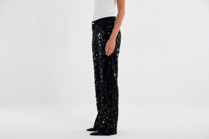 Pantalone nero Vicolo con paillettes - Malerba Showroom