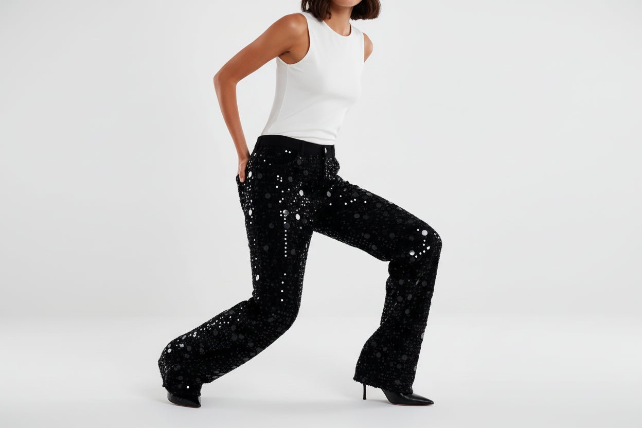 Pantalone nero Vicolo con paillettes - Malerba Showroom
