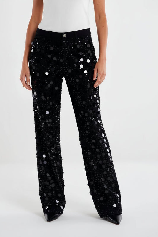 Pantalone nero Vicolo con paillettes - Malerba Showroom