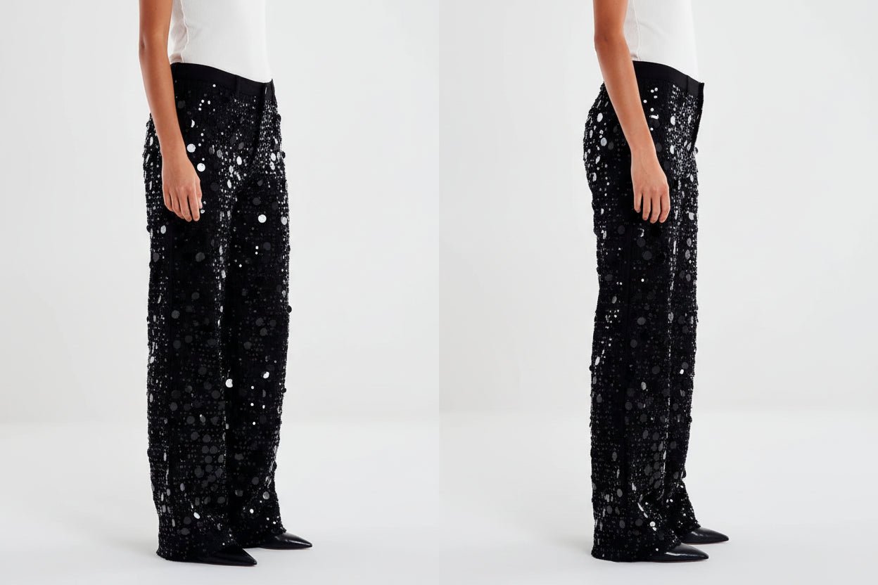 Pantalone nero Vicolo con paillettes - Malerba Showroom