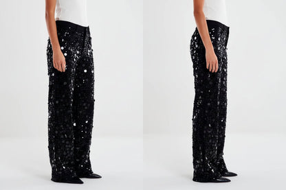 Pantalone nero Vicolo con paillettes - Malerba Showroom