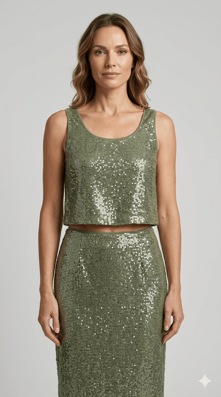 Top Pennyblack verde con paillettes - Malerba Showroom