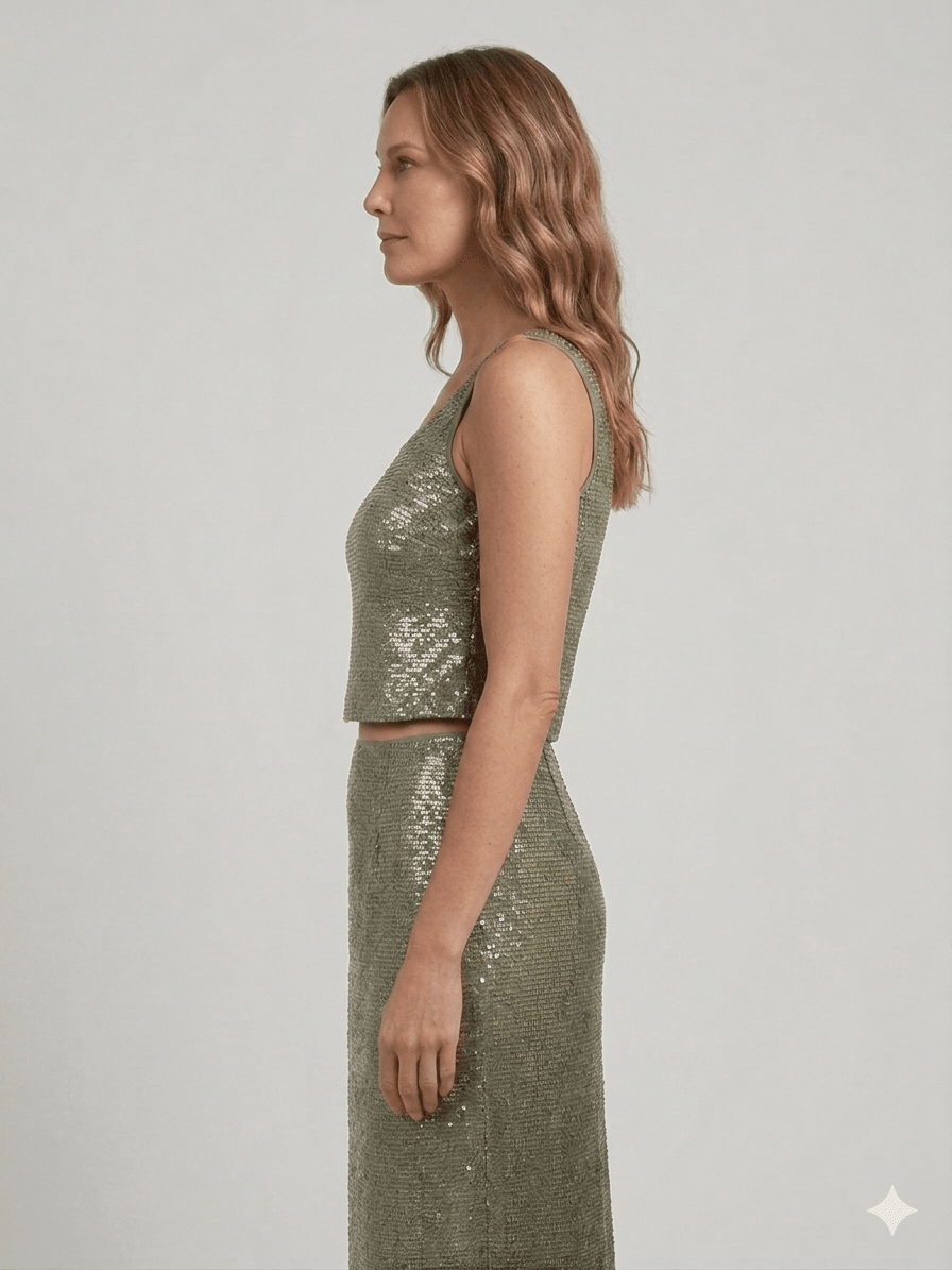 Top Pennyblack verde con paillettes - Malerba Showroom
