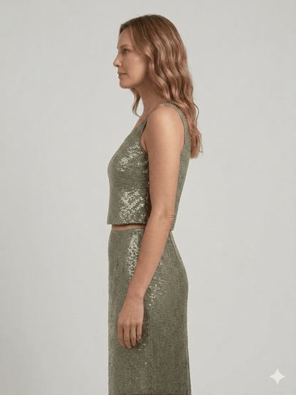 Top Pennyblack verde con paillettes - Malerba Showroom