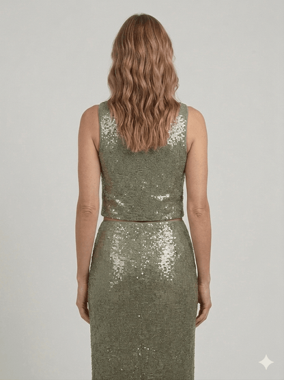Top Pennyblack verde con paillettes - Malerba Showroom
