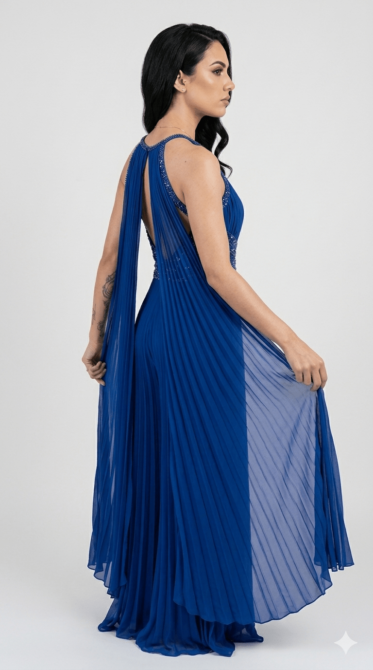 Tuta con stola da cerimonia musani con corpetto in lurex bordato con pietre - Malerba Showroom