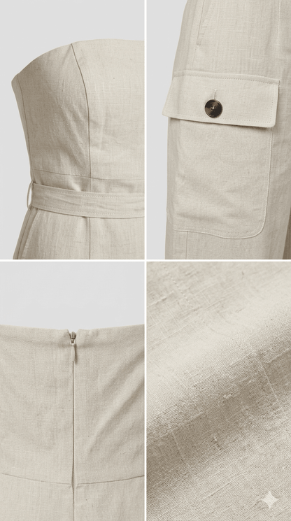 Tuta Emme Marella in lino color panna - Malerba Showroom